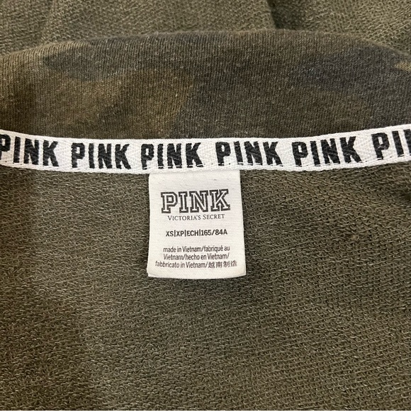 VS PINK Green Camouflage Quarter Zip Sweatshirt - Picture 5 of 5